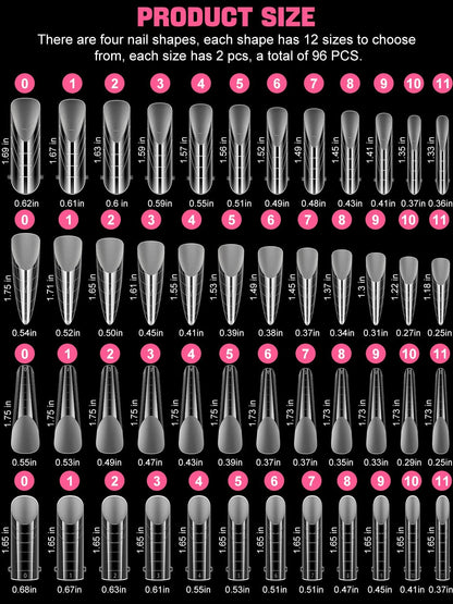 EBANKU 96PCS Dual Nail Forms Kit, Clear Poly Gel Nail Extension Tips