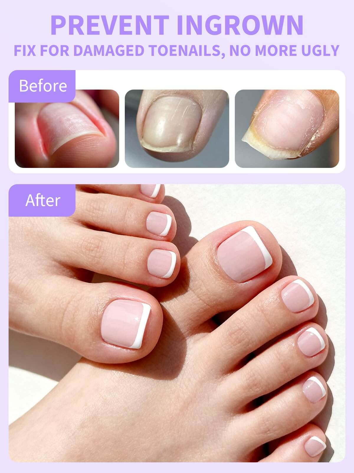 EBANKU French Tip Press On Toenails 120PCS Square Short Tips