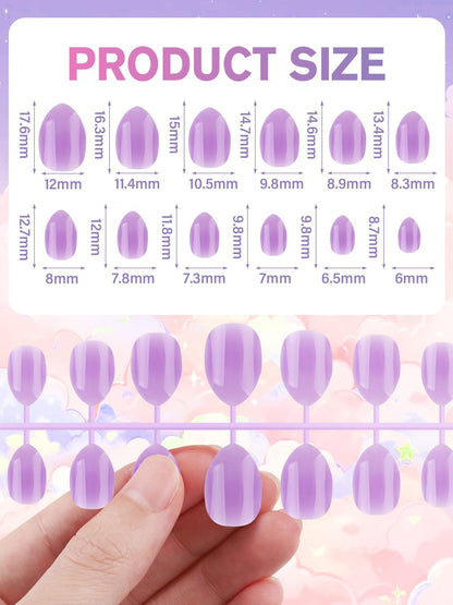 EBANKU 288PCS Kids Matte Almond Press On Nails 12 Color Set