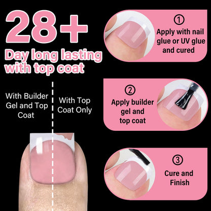 EBANKU 150PCS Square French Press On Toenails with 2 Nail Glues