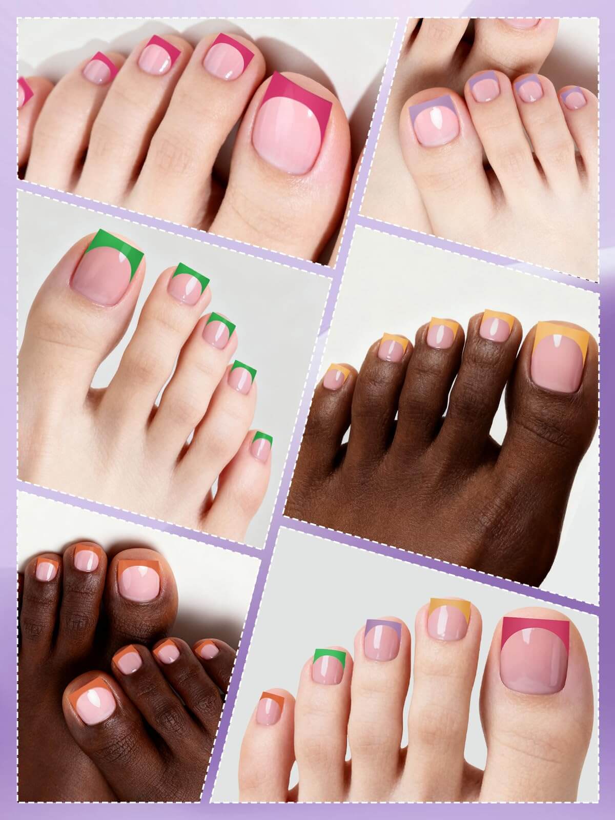 EBANKU 150 Pcs Colorful French Tip Press On Toenails with Glue