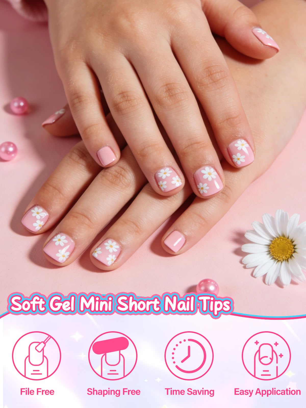 EBANKU 240PCS Mini Kids Square Clear Press On Nail Tips