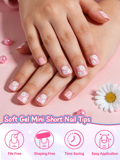 EBANKU 240PCS Mini Kids Square Clear Press On Nail Tips