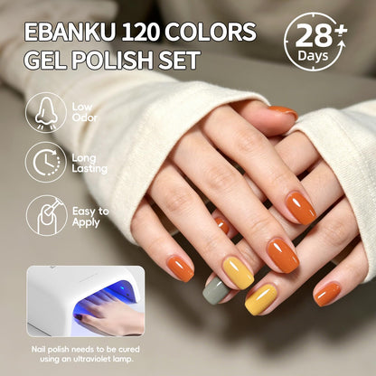 EBANKU 120 Color HEMA-Free Gel Nail Polish Set 15ML Kit