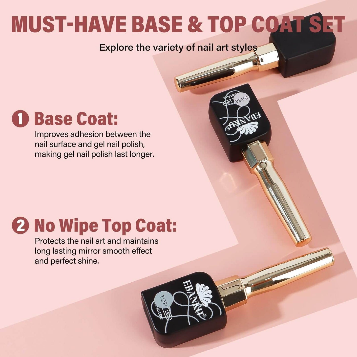 EBANKU 60 Colors Gel Nail Polish Set Same Color Bottle 15ML Kit