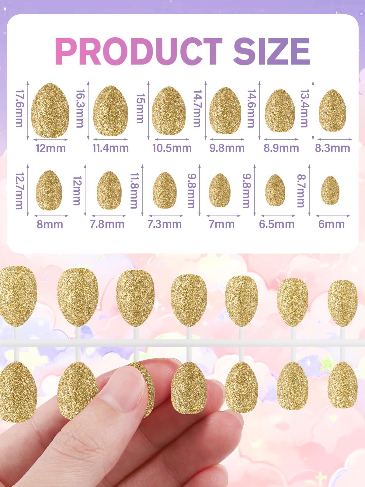 EBANKU 288PCS Aurora Kids Press On Nails 12 Pack Nail Kit