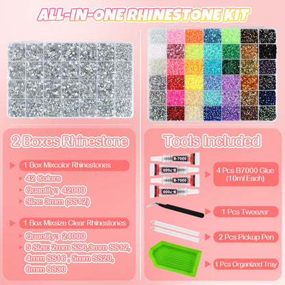 EBANKU 66000PCS Resin Rhinestones Bedazzling Kit 2 Boxes