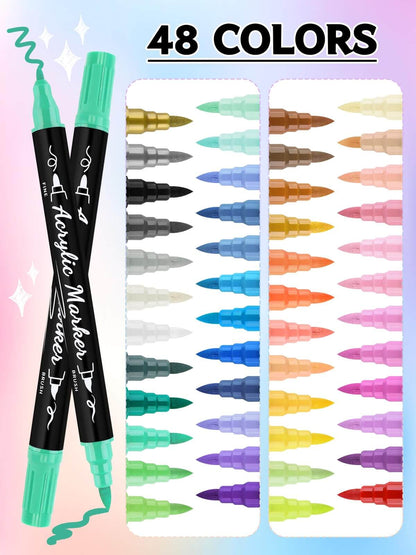 EBANKU 48 Colors Nail Art Pens Set Quick-Dry 3D Nail Markers