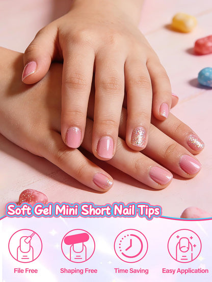 EBANKU 240PCS Kids Clear Fake Nail Tips, Full Cover Press On Nails
