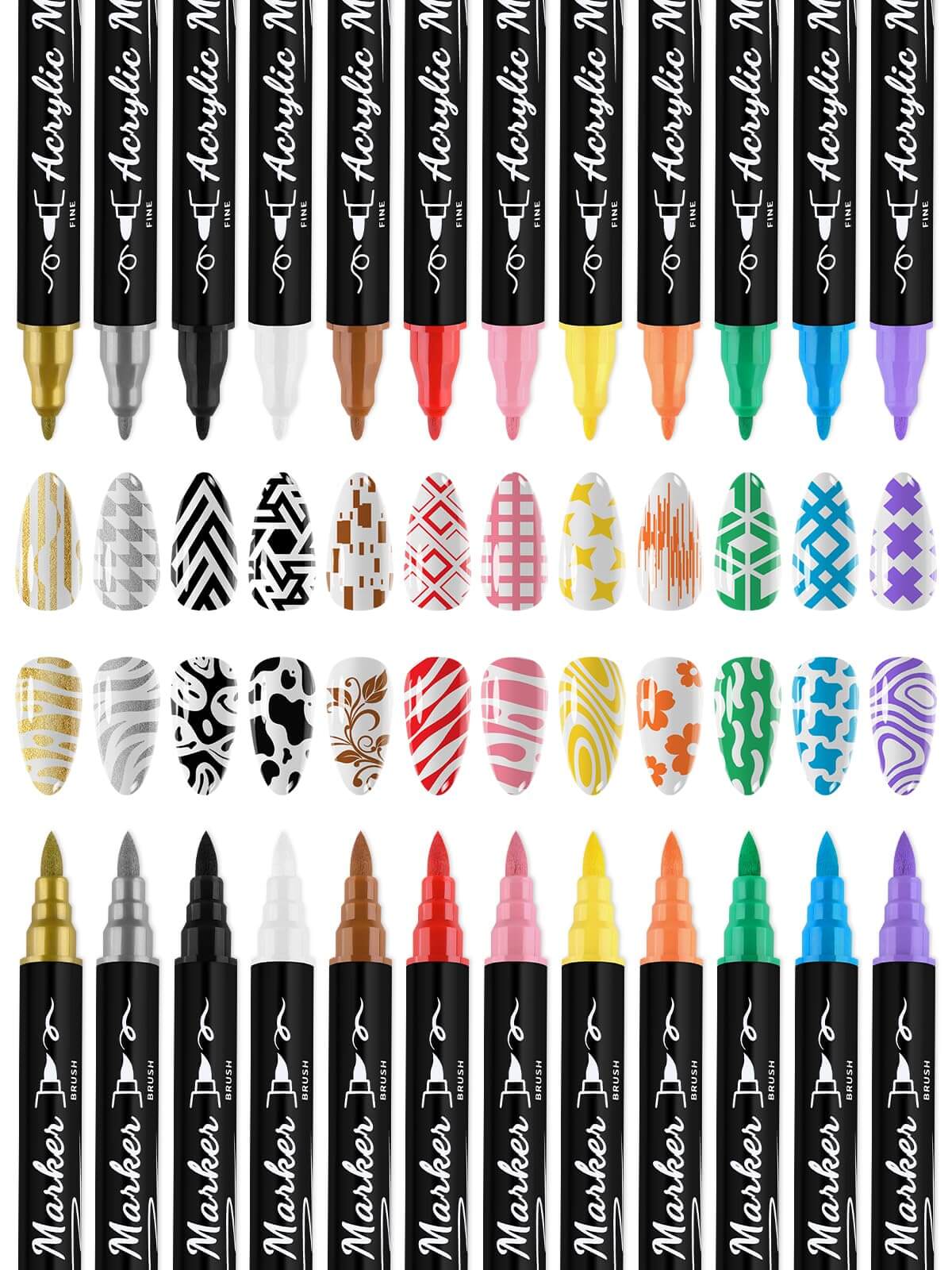 EBANKU 12 Colors Double-Tip 3D Nail Art Pens Set