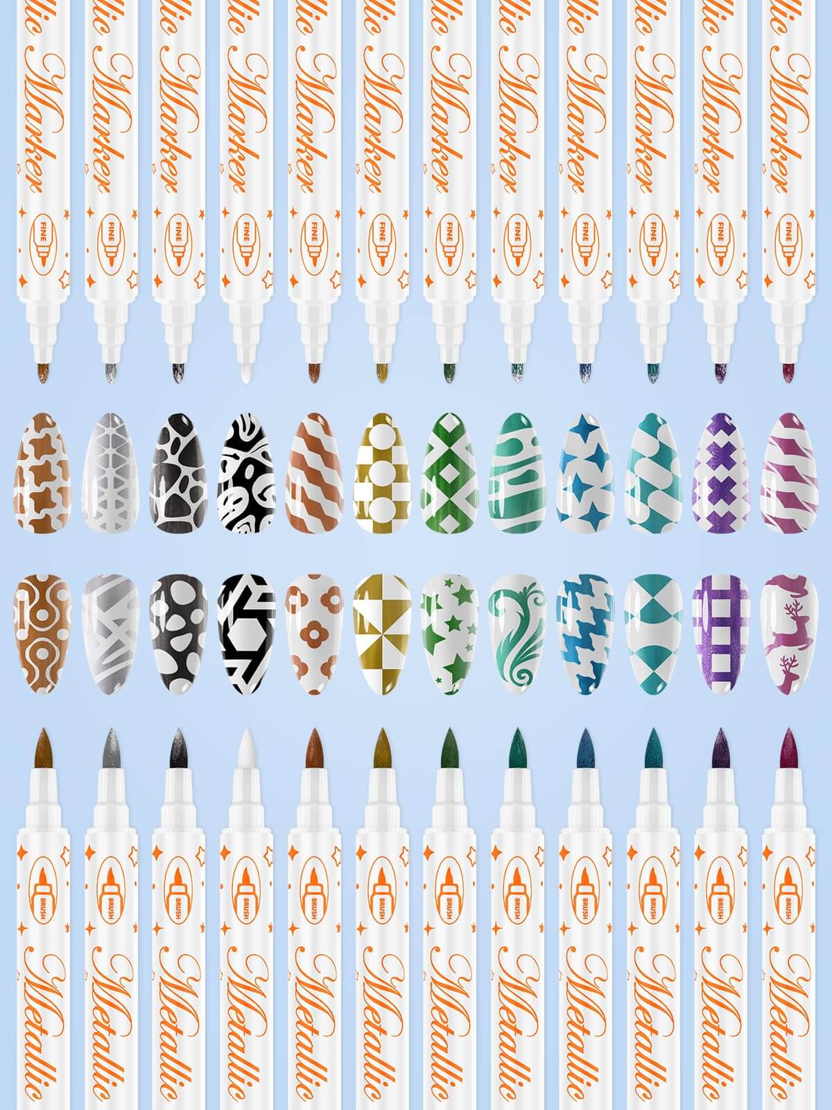 EBANKU 12 Colors Double-Ended Nail Art Pens Quick-Dry Markers