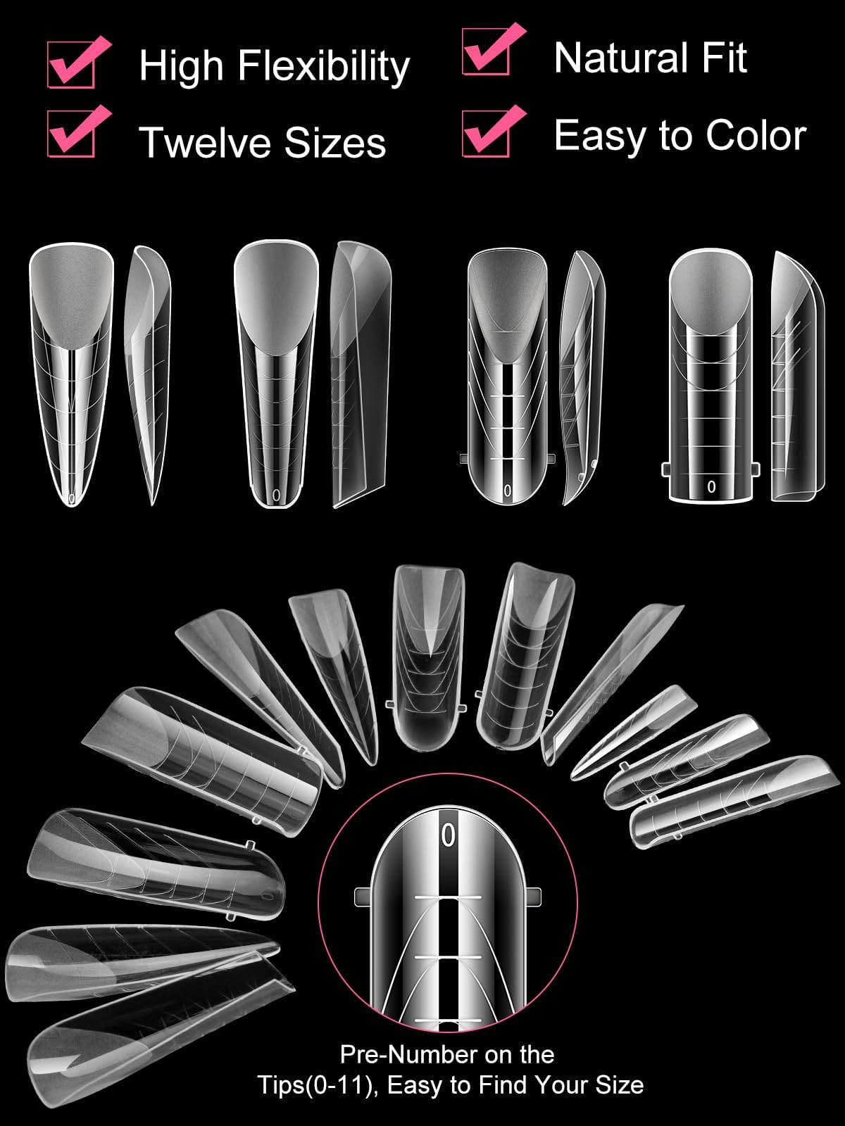 EBANKU 96PCS Dual Nail Forms Kit, Clear Poly Gel Nail Extension Tips