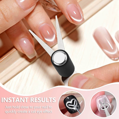 EBANKU 2-in-1 Cat Eye Nail Magnet Scissor Tool for DIY Nails