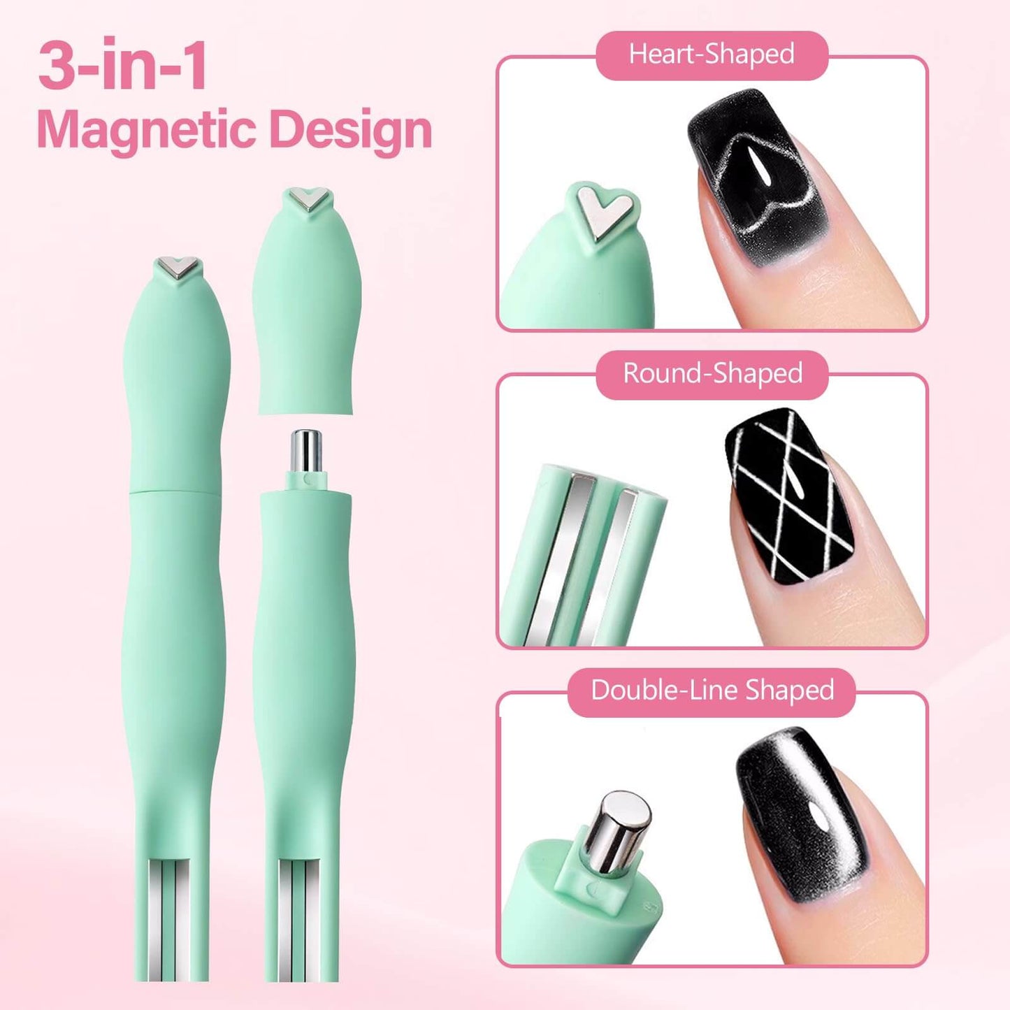 EBANKU 6PCS Cat Eye Nail Magnet Tool Set for DIY Gel Nails