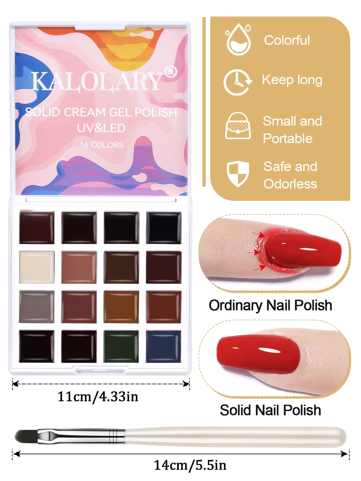 Kalolary 16 Color Solid Jelly Gel Nail Polish Set