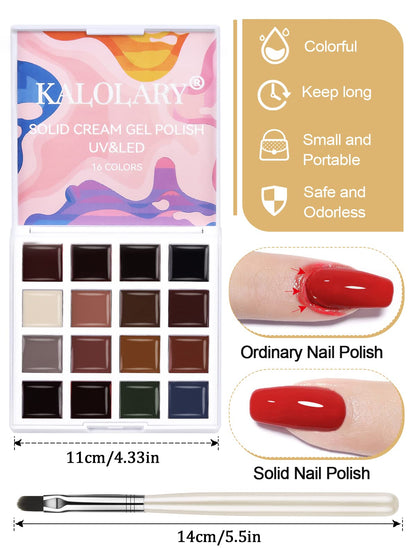 Kalolary 16 Color Solid Jelly Gel Nail Polish Set
