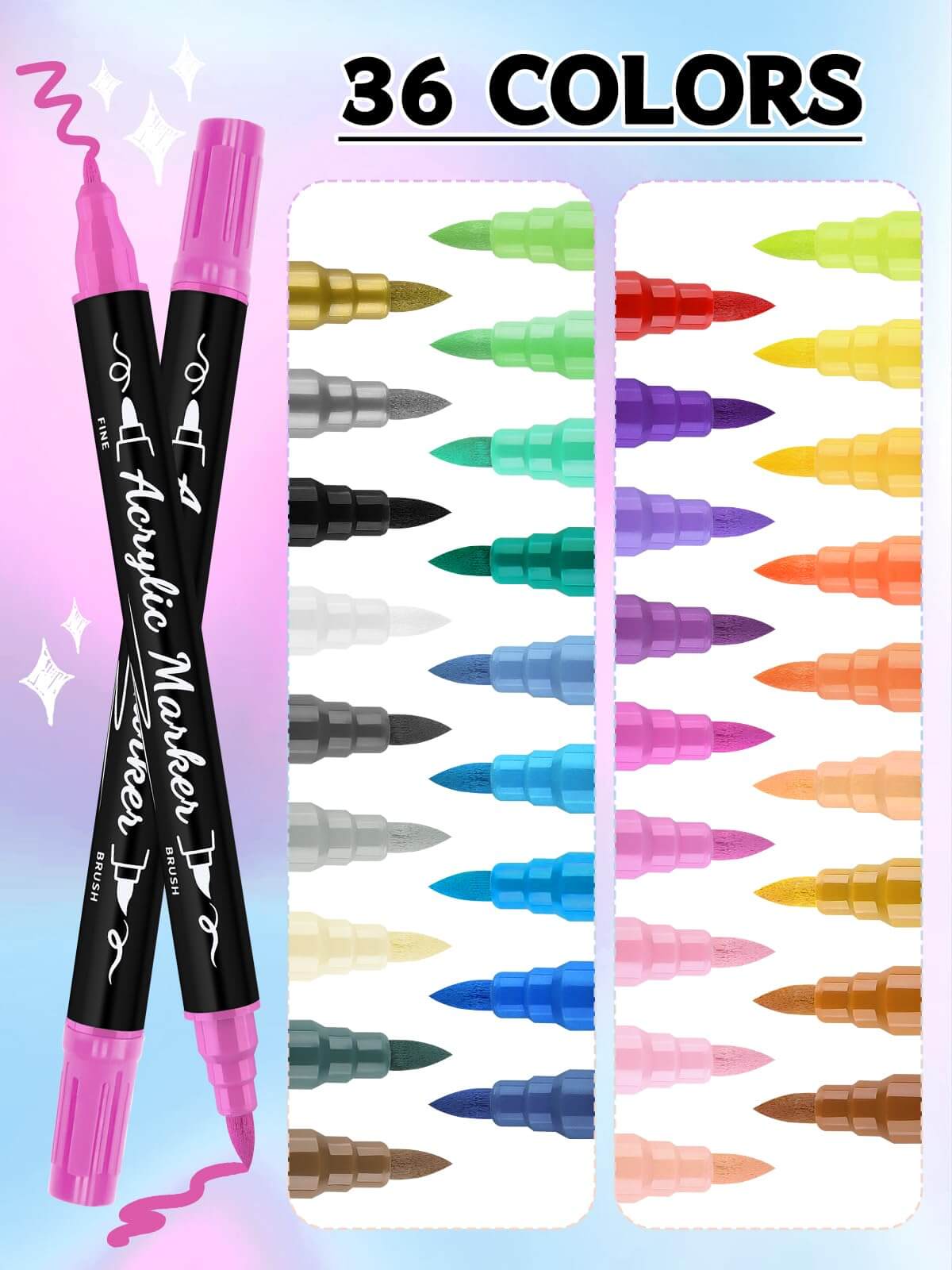 EBANKU 36 Colors Nail Art Pens Set Quick-Dry Nail Markers