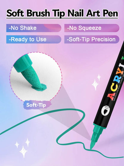 EBANKU 24 Colors Double Head Nail Art Pens Quick-Dry Nail Markers