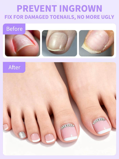 EBANKU Press On Toenails 72PCS French Tip Set with Nail Glue