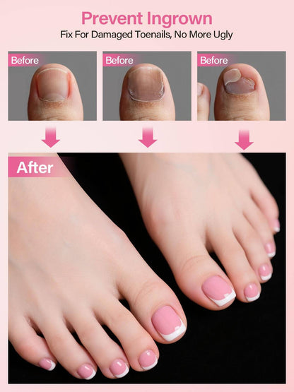 EBANKU French Tip Press On Toenails 150PCS Light Pink Square Tips