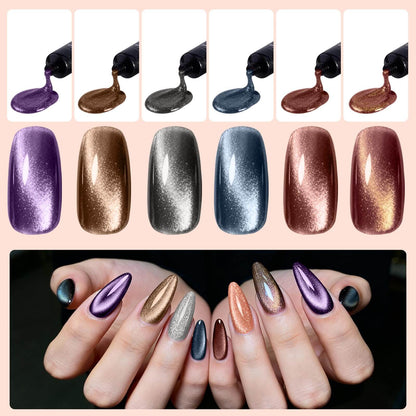 EBANKU Cat Eye Poly Gel Nail Kit 6 Colors Builder Extension Gel