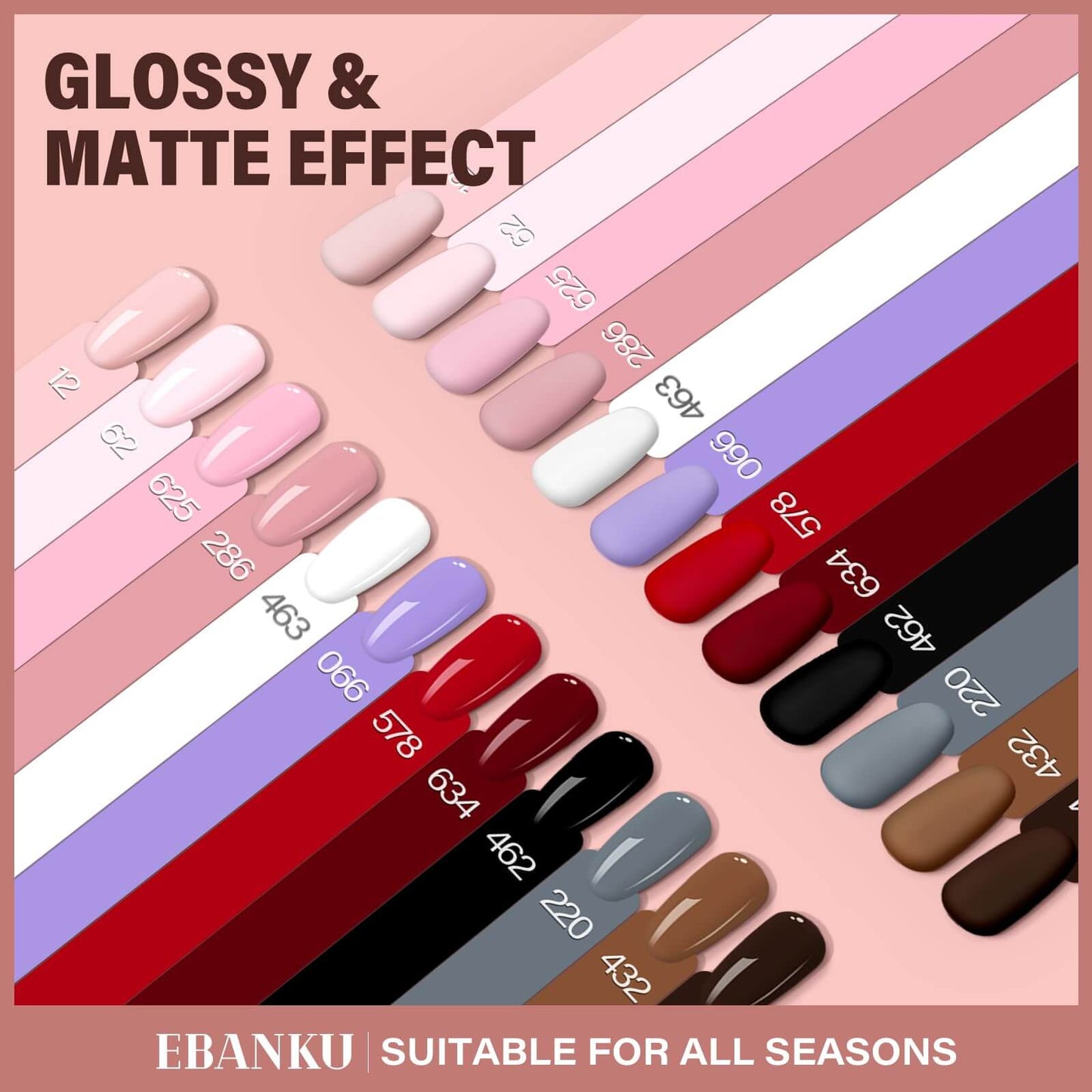 EBANKU 12Pcs Christmas Gel Nail Polish Set 15ML Same Color Bottle