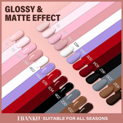 EBANKU 12Pcs Christmas Gel Nail Polish Set 15ML Same Color Bottle