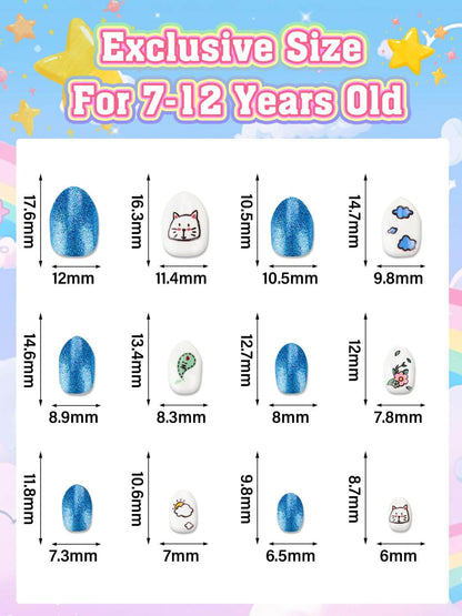 EBANKU 72Pcs Kids Press On Nails 3 Pack Full Cover Set