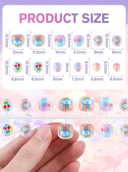 EBANKU 168PCS Christmas Kids Press On Nails Almond Nail Kit
