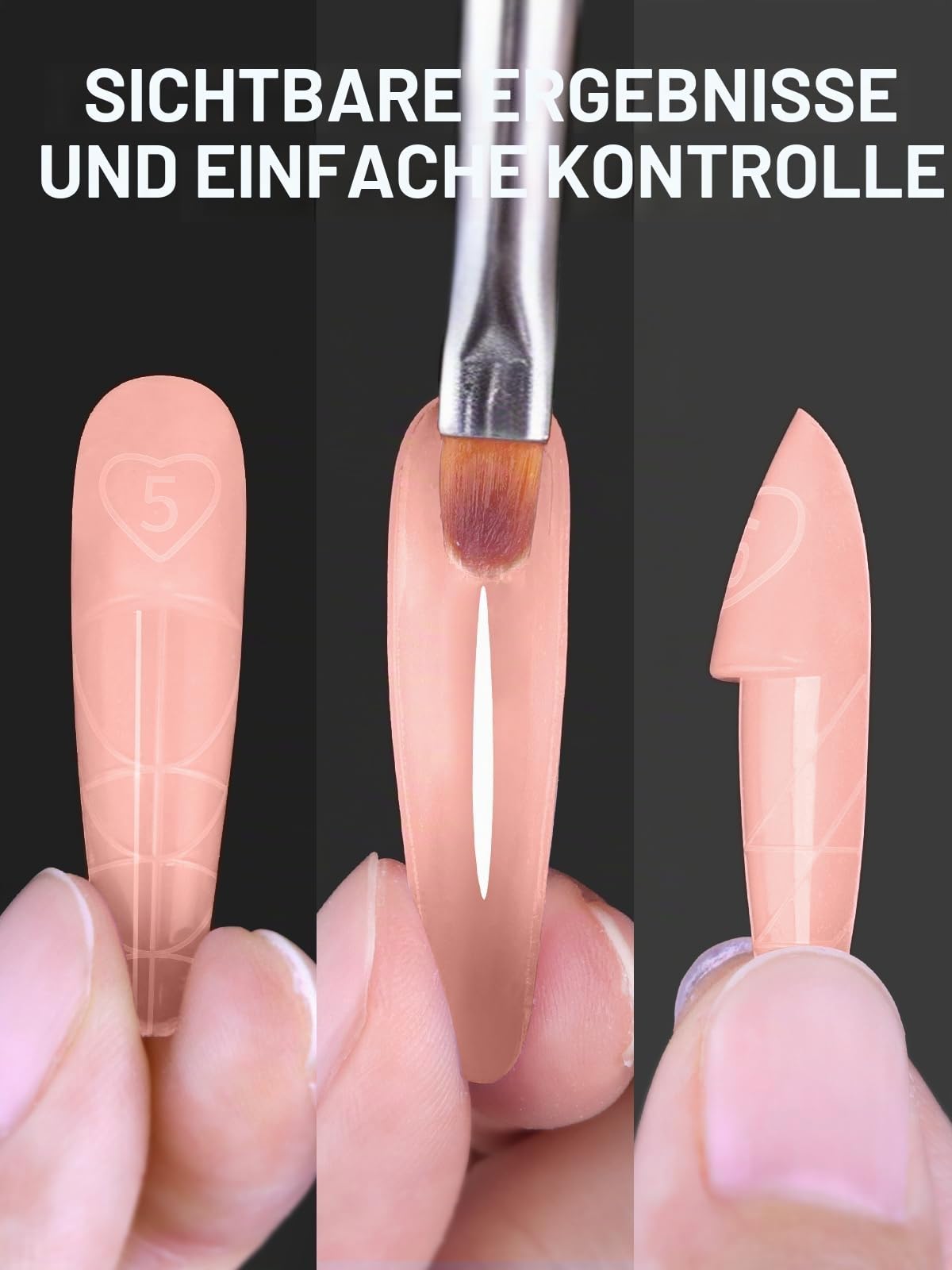 EBANKU 150PCS 3D Reverse French Dual Forms Almond B