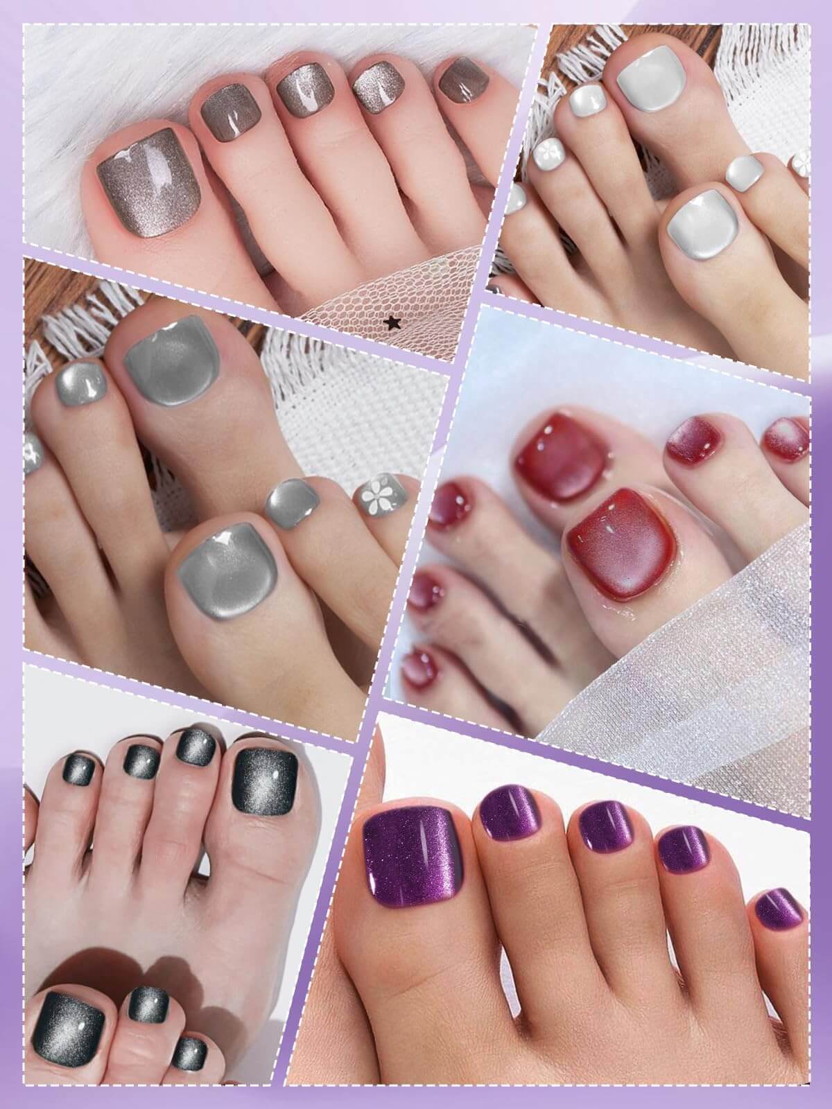 EBANKU 180 Pcs Cat Eye French Press On Toenails with Glue