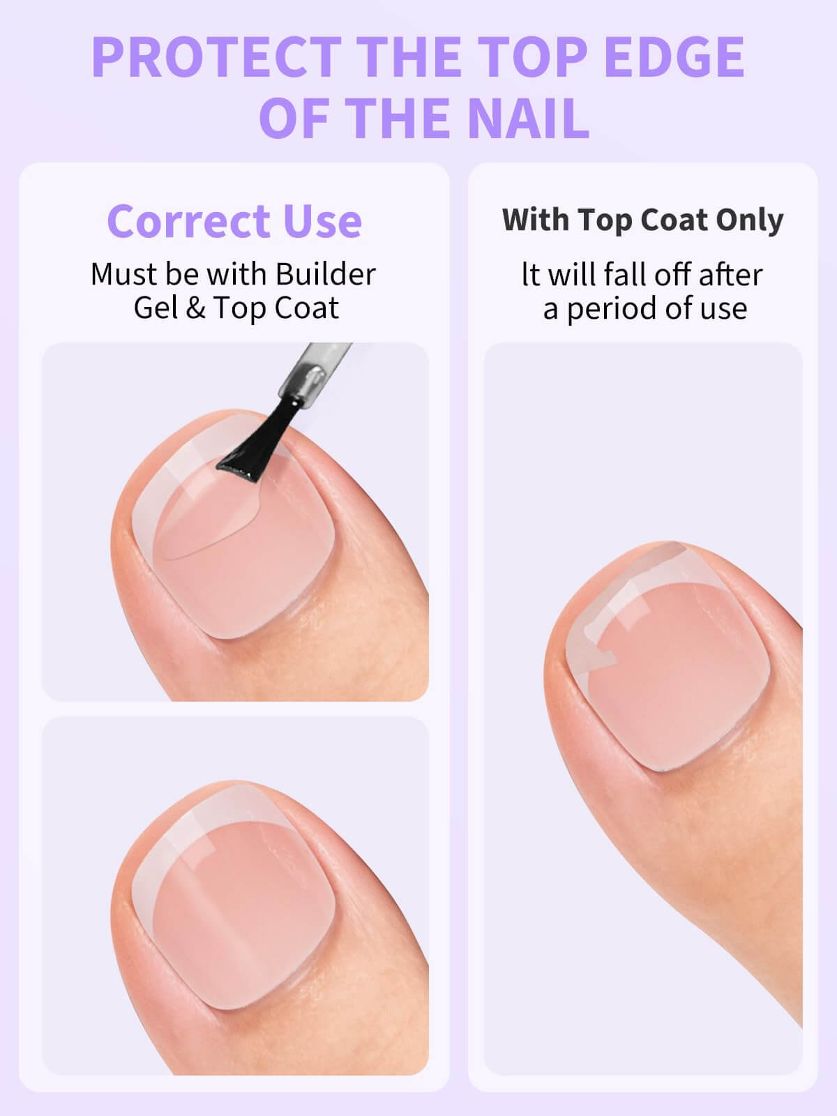 EBANKU Rhinestone French Tip Press On Toenails 72PCS Nude Pink