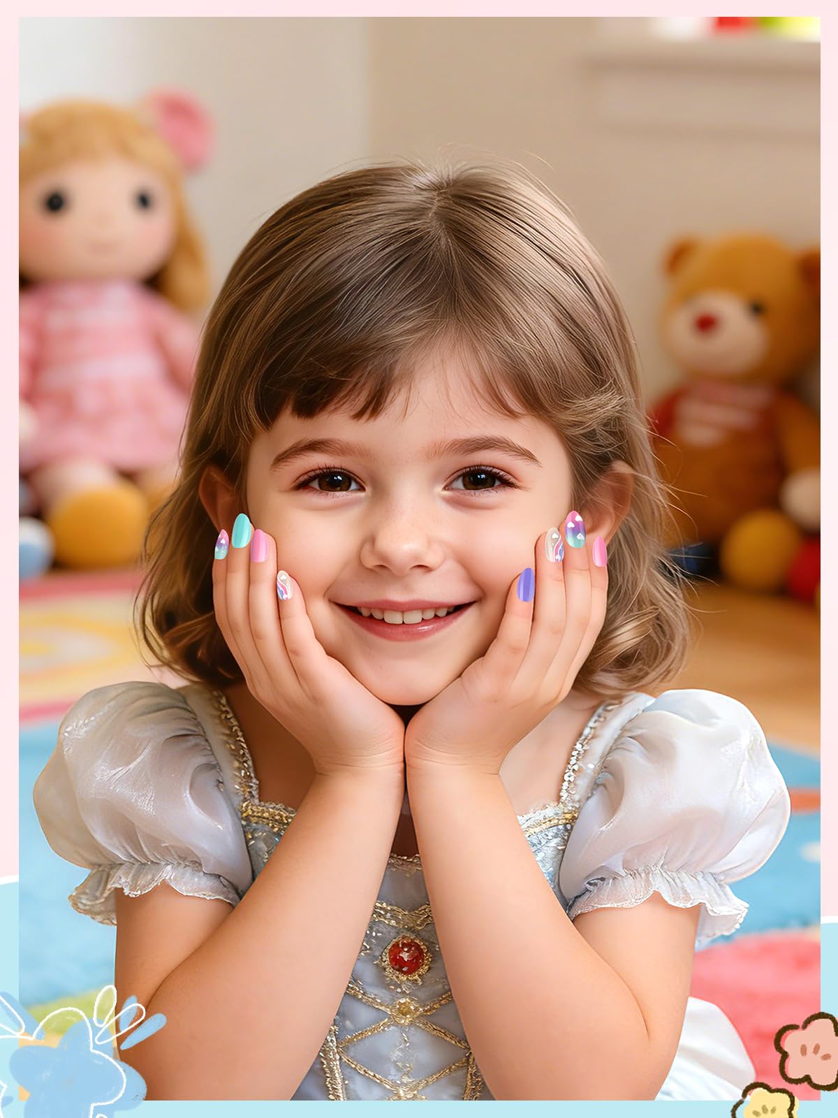 EBANKU Kids Press On Nails 96PCS 3 Pack Full Size Cute Set