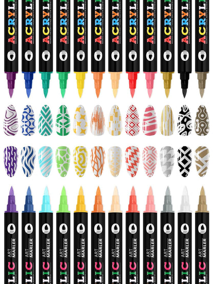 EBANKU 24 Colors Double Head Nail Art Pens Quick-Dry Nail Markers