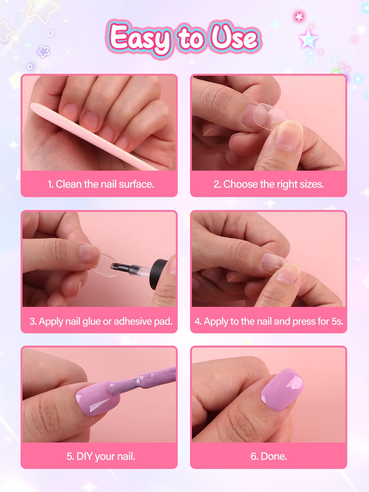 EBANKU 240PCS Kids Clear Fake Nail Tips, Full Cover Press On Nails