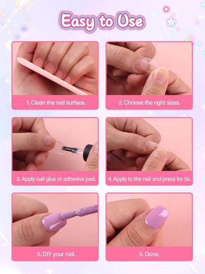 EBANKU 240PCS Kids Clear Fake Nail Tips, Full Cover Press On Nails