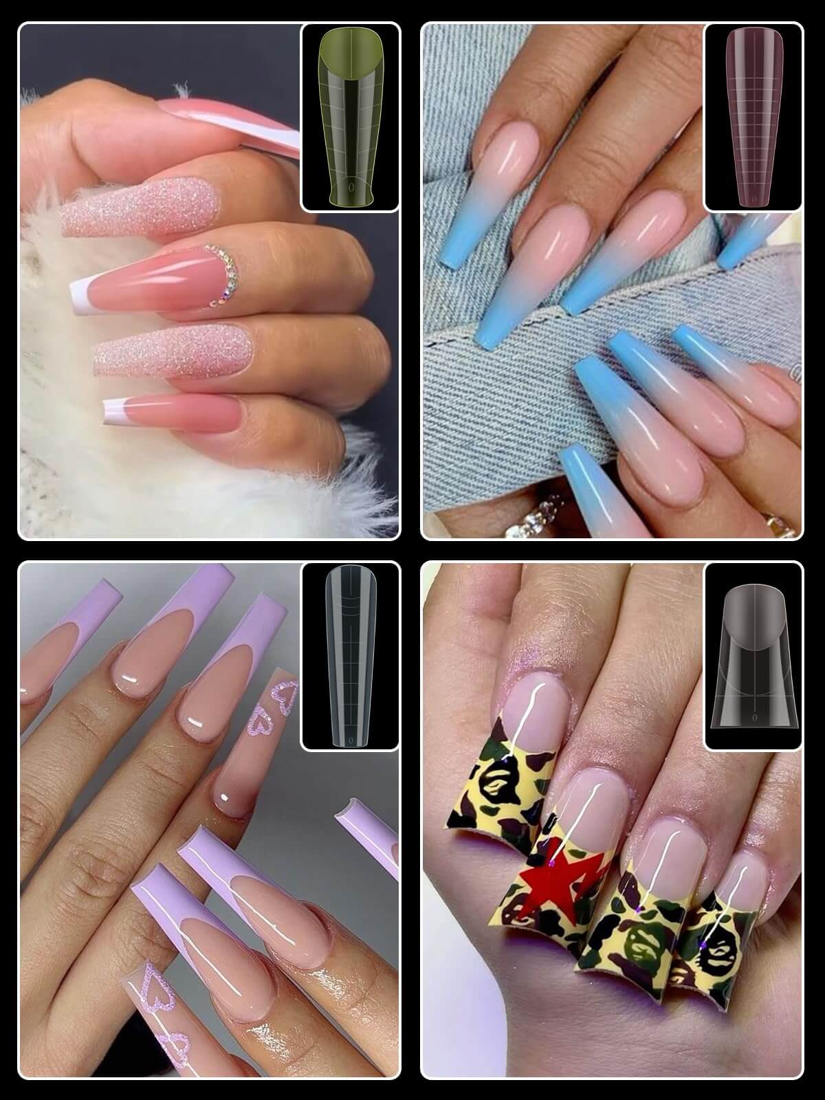 EBANKU 288PCS Dual Nail Forms Kit 12 Styles French Nail Extension