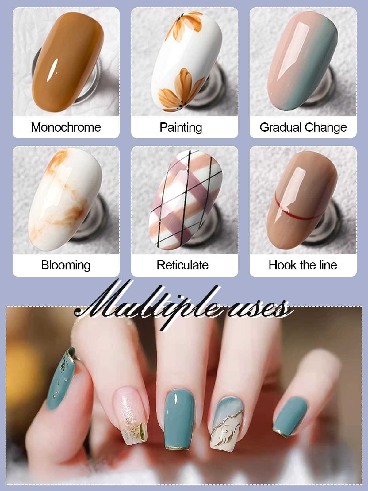 EBANKU 16 Color Solid Gel Nail Polish Palette with Brush