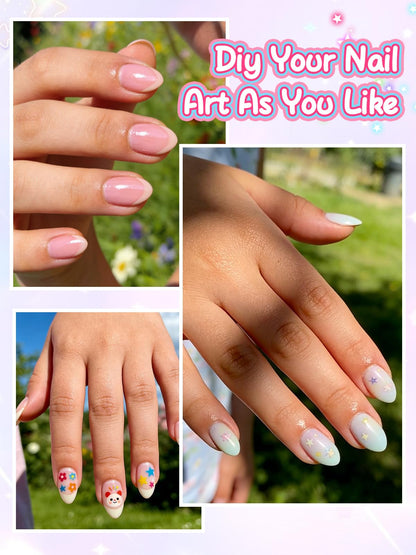 EBANKU 240PCS Kids Clear Press On Nails, Short Almond Nail Tips