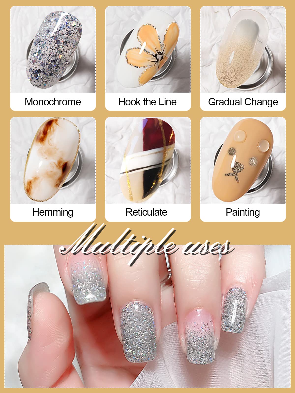 Kalolary 16 Color Glitter Solid Gel Polish Palette