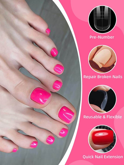 EBANKU 300PCS Toe Dual Nail Forms 15 Sizes Poly Gel Pedicure Kit