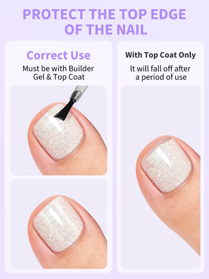 EBANKU French Tip Press On Toenails 120PCS Square Short Tips