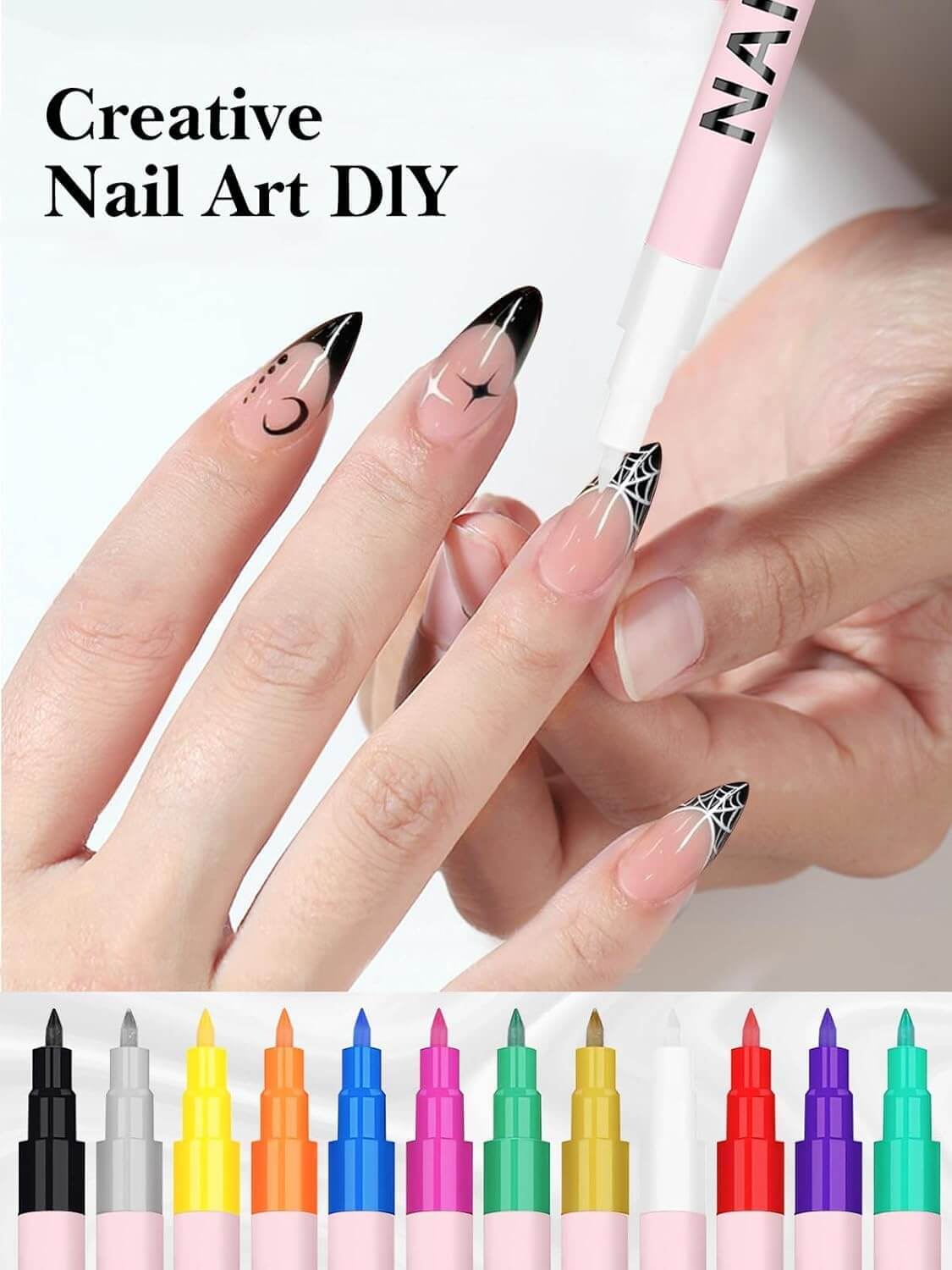 EBANKU 12 Colors 0.7mm Nail Art Pens Set Quick-Dry Nail Markers