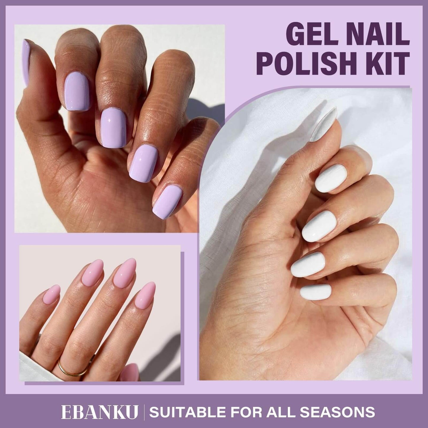 EBANKU 6Pcs Pink Gel Nail Polish Set 15ML Same Color Bottle Kit