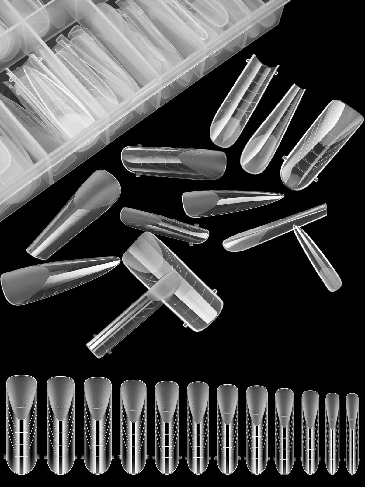 EBANKU 96PCS Dual Nail Forms Kit, Clear Poly Gel Nail Extension Tips