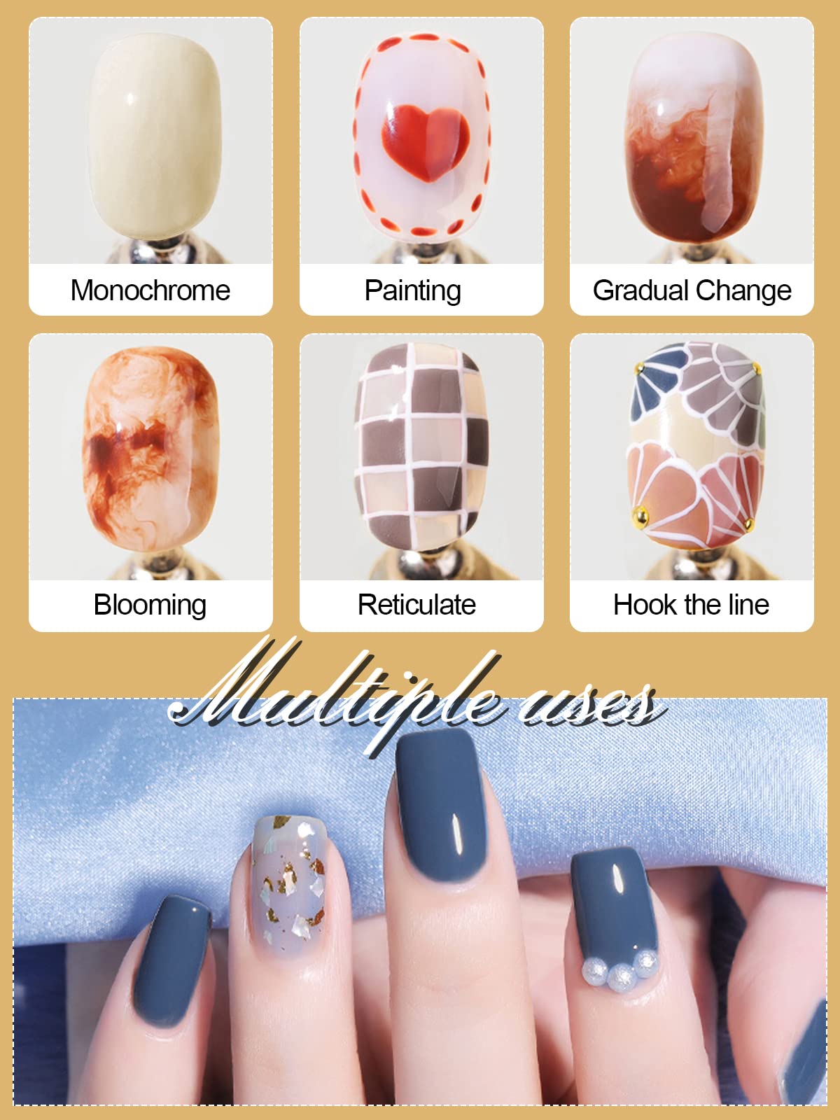 Kalolary 16 Color Solid Jelly Gel Nail Polish Set