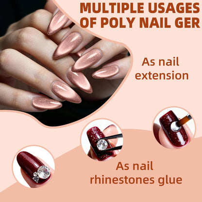 EBANKU Cat Eye Poly Gel Nail Kit 6 Colors Builder Extension Gel