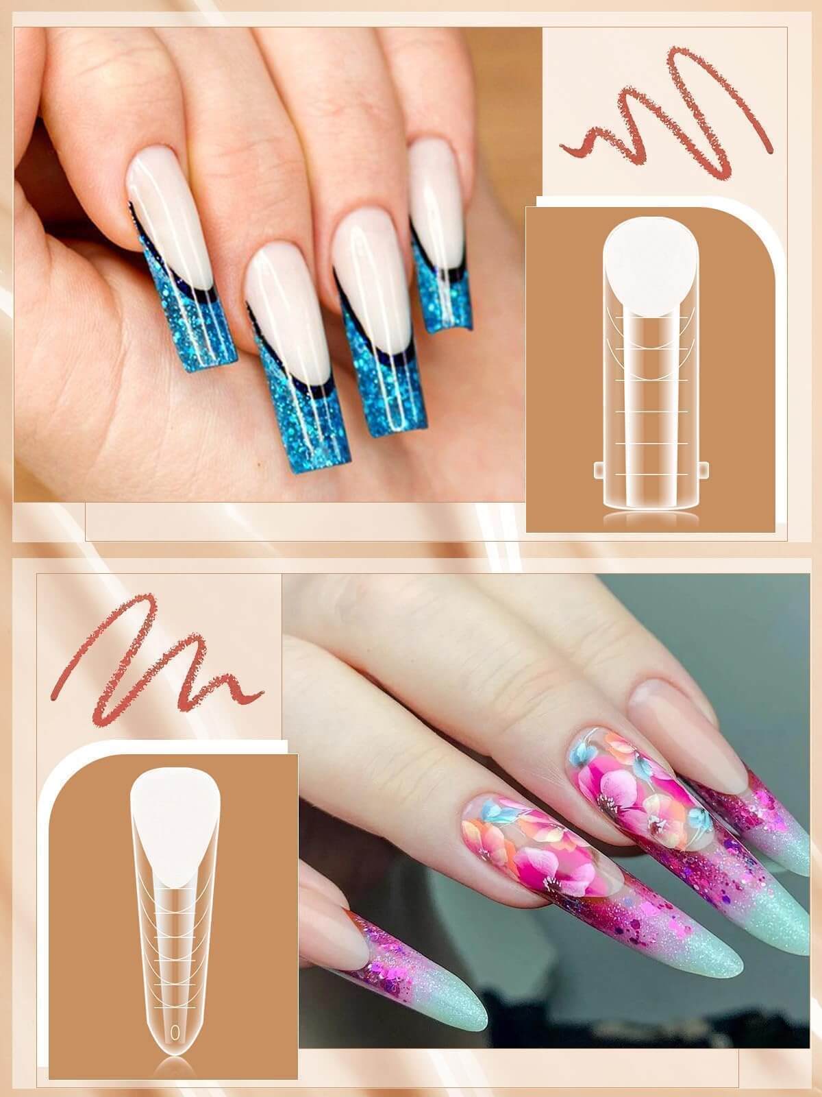 EBANKU 288PCS Poly Gel Dual Nail Forms 6 Styles French Nails