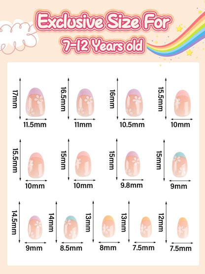 EBANKU 78Pcs Kids Press On Nails Pink Cloud Set