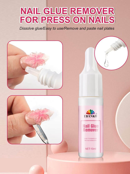 EBANKU Semi Solid Nail Glue Gel with Remover – 10ml Quick Dry